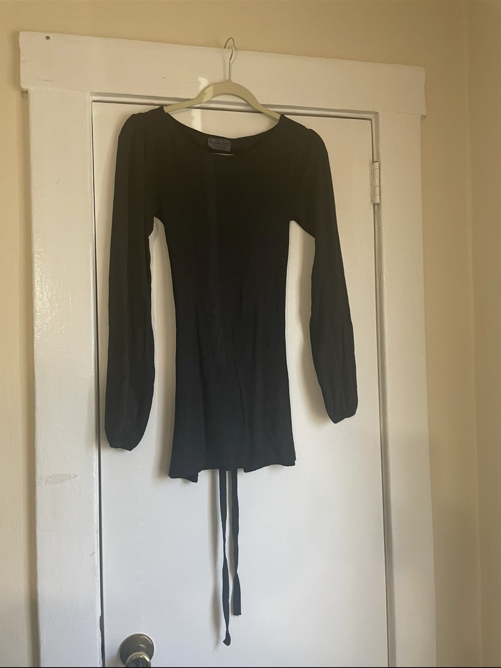Michael Stars Black Ribbed Crewneck Knit Top one size fits most